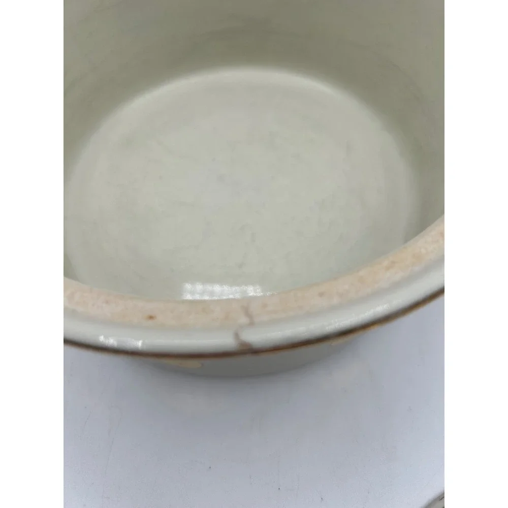 Hall China Casserole Dish Ivory Gold Dot Covered Round Lidded Bowl Vintage